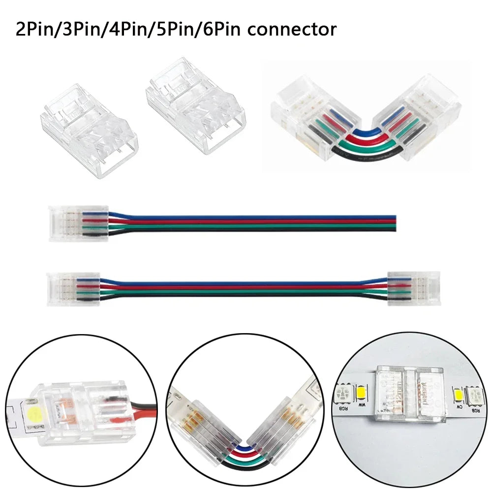 5x Transparent LED Strip Connectors