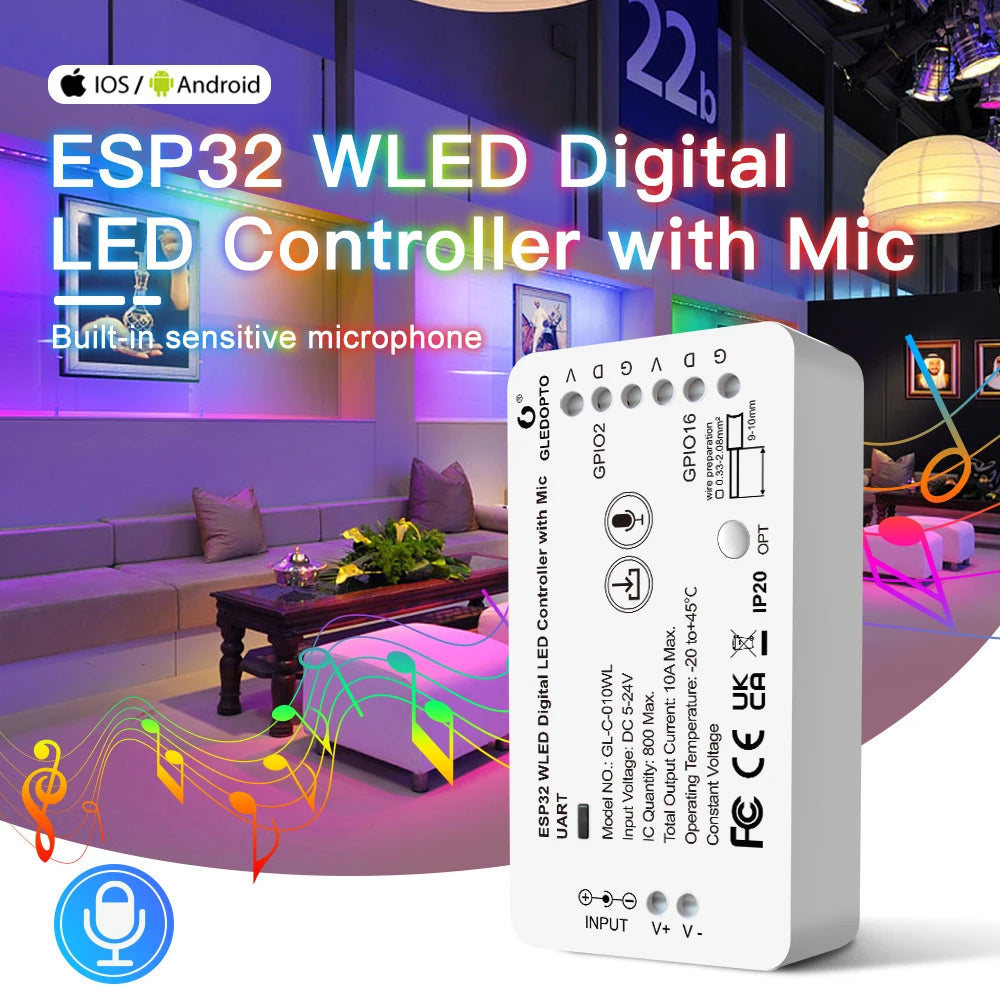 ESP32 WLED LED Controller with Mic