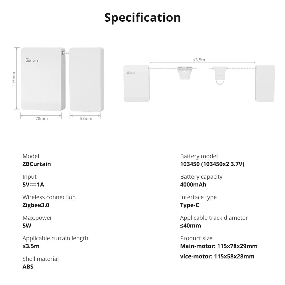 ZBCurtain Zigbee Smart Curtain Motor