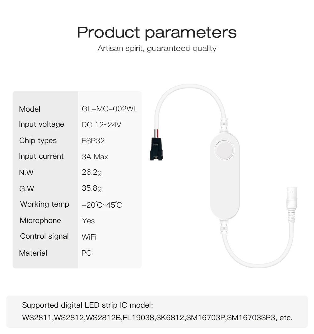 WLED ESP32 Mini LED Controller DC12-24V